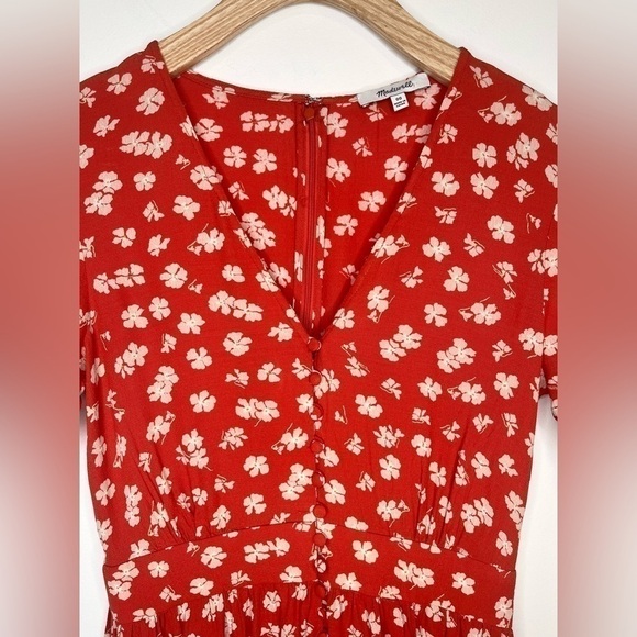 Madewell Button-Front Tie-Sleeve Retro Dress , sz 00 - Picture 6 of 10